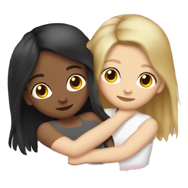 Lesbians cuddling. Both have long black hair and white skin. sticker
