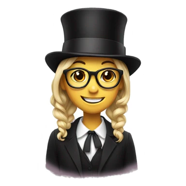 happy girl with glasses in top hat sticker