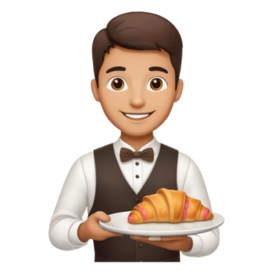 Cafe waiter man with tray sticker