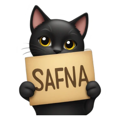 Black cat holding a sign with the inscription “Safina” sticker