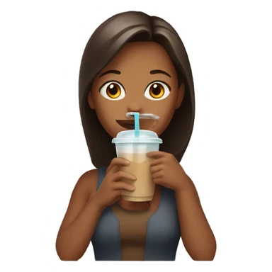 Girl drinking a cup of iced coffee sticker