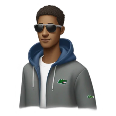 Guy using lacoste hoodie and oakley juliet sticker