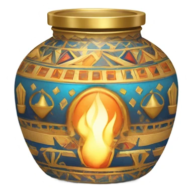 flame on jar egypt gold white blue  sticker