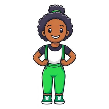 black girl with green braces on her teeth smiling sticker