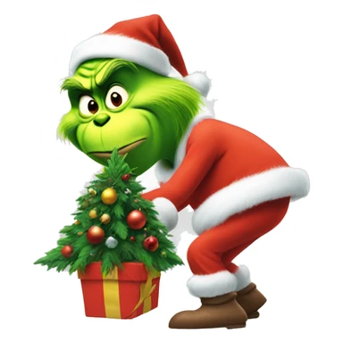 The grinch stealing a christmas tree sticker