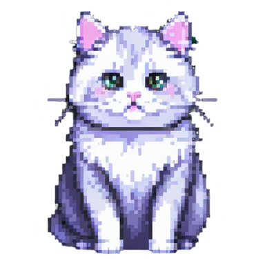 cute fluffy cat pixel art sticker