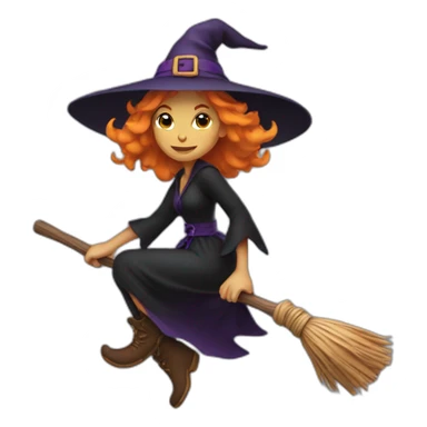 witch on a broom sticker