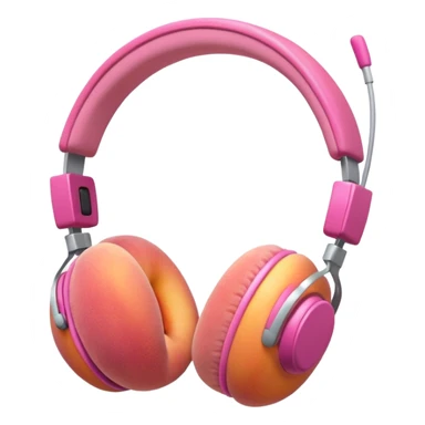 peach fruit with pink headphones  sticker