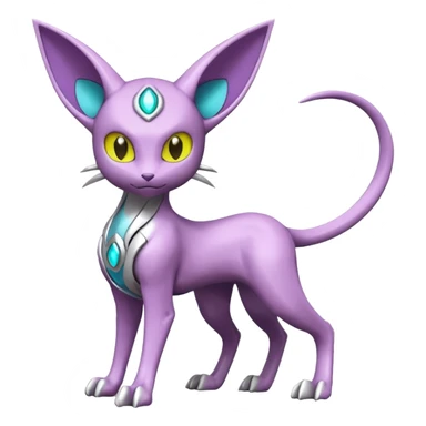 Mechanical Miraidon-Espeon-Mewtwo-Fakémon-hybrid-creature (full body)  with yellow eyes and cyan markings sticker
