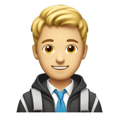 a handsome student boy with laptop sticker