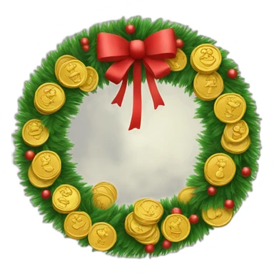 christmas coins wreath sticker