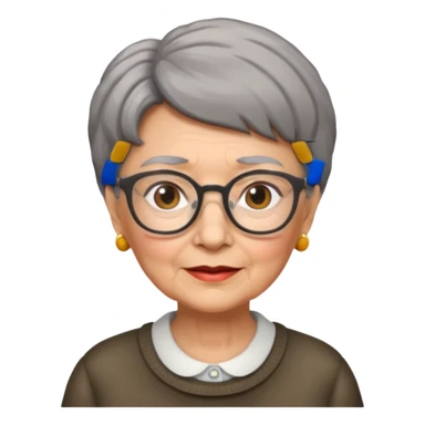 grandma, short gray and brown  hair and glasses sticker
