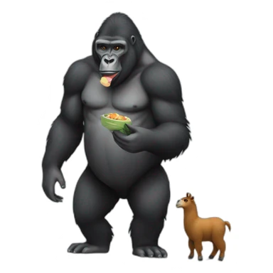 Gorilla feeding a Llama sticker