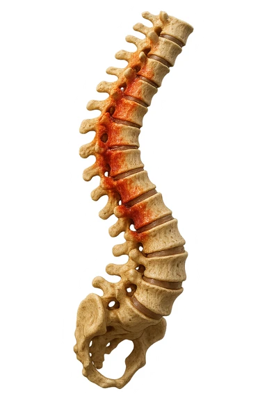 spina dorsale infiammata e storta, scoliosi, iperrealistico 4k sticker