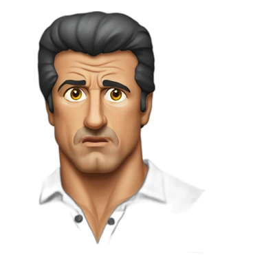 sylvester stallone serious cartoon wearing shirt sticker