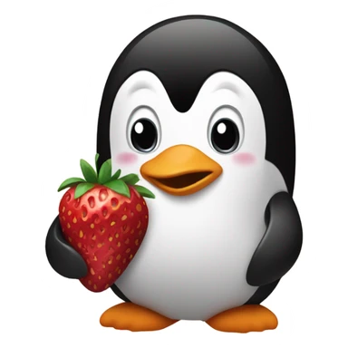 penguin eating chocolate strawberries  sticker