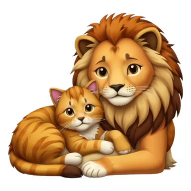 Gata mimando a leon sticker