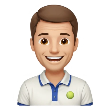 Profesor de tenis masculino sin barba con pelo marrón riendose sticker