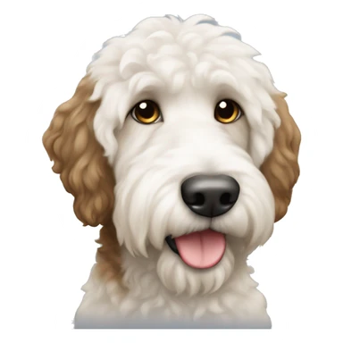 White and tan labradoodle tuxedo fur sticker