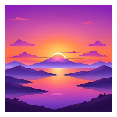 Epic beautiful orange-purple sunset dusk dawn sunrise gradient colorful sky aesthetic scenery scene full image  sticker