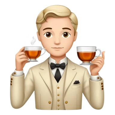 Чайный мастер поднимает пиалу с чаем как Гэтсби бокал sticker