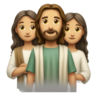 Jesus with 2 Boy and a Girl sticker