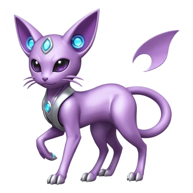 Mechanical Miraidon-Espeon-Mewtwo-Fakémon-hybrid-creature (full body) with glowing eyes  sticker