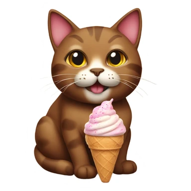 Brown cat with ice cream sticker