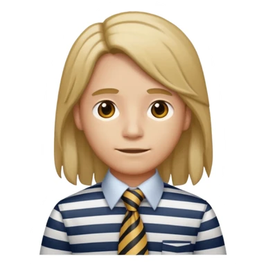 striped shirt with long hairand tie sticker