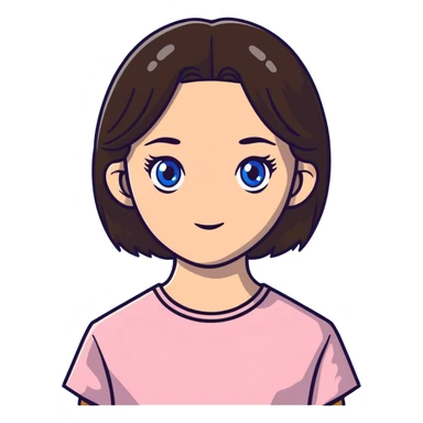 brunette girl with blue eyes sticker