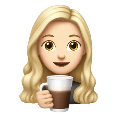white girl with blonde long hair and a hot chocolate sticker