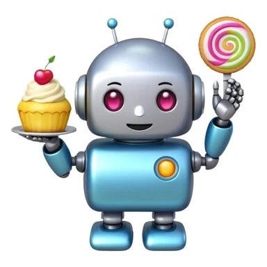 The cute robot and dessert, 3d emoji sticker