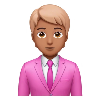 3d office worker in intensive pink color suit sticker