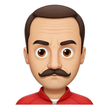 Recep İvedik Turkish comedy character with thick mustache bushy eyebrows red tracksuit looking grumpy sticker