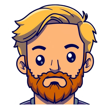 blond man with beard and eyes squinting sticker