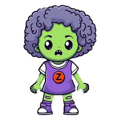 zombie girl with curly hair sticker