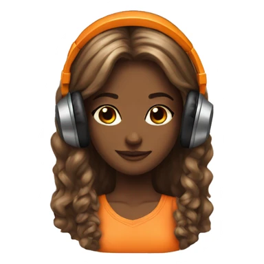 Girl Dj Orange long hair headset sticker