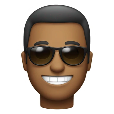 a man with a big smile and sunglass sticker