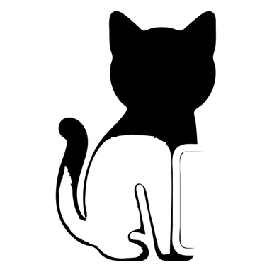 black cat waiting for salary sticker