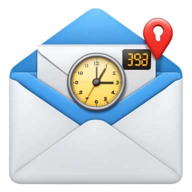 an envelop with a timer on it (to represent a programmed message) sticker