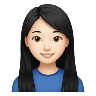 20 yr old asian woman, center part straight long black hair, very pretty sticker