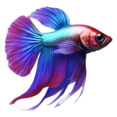 Pretty iridescent long fin betta fish realistic blue purple red sticker