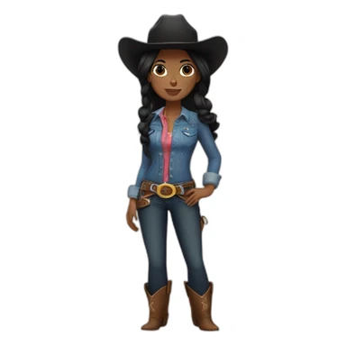 cowgirl straight black hair sticker