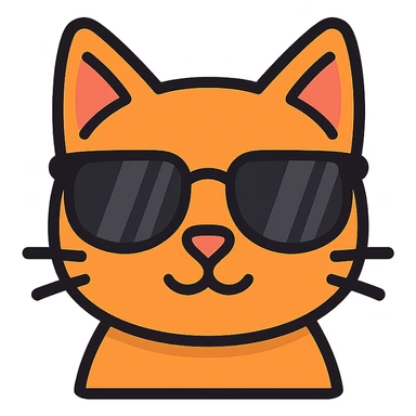 a stylish cat with dark sunglasses, modern icon style, simple and clean lines sticker