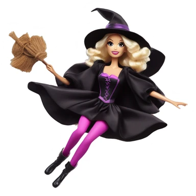 three photogenic silkstone Barbie witches enchanted TV series flying on a broomstick  sticker