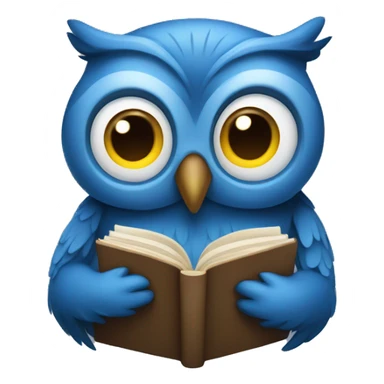 blue owl reading a book sticker