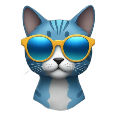 a blue kawaï cat round ears wearing sunglasses sticker