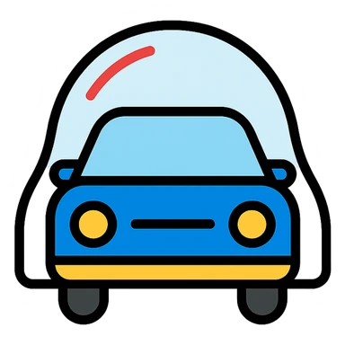 modern colorful icon of a car covered with a transparent protective film sticker