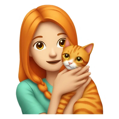 Girl petting a orange cat sticker