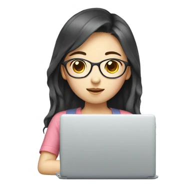 Korean girl  not glass with laptop  sticker